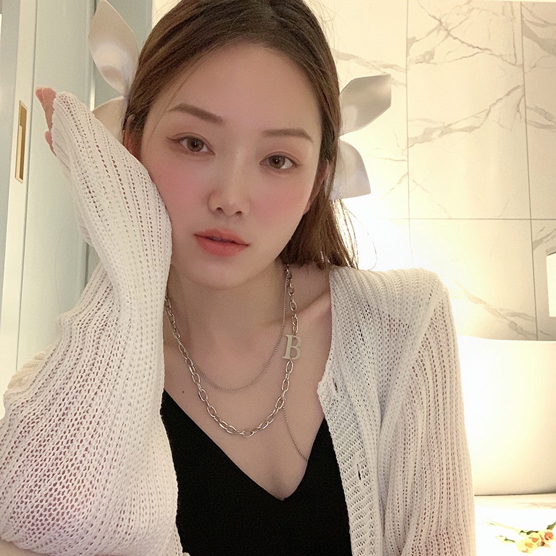 [Augustcloth | AugustJewelry] Dây chuyền/ vòng cổ hợp kim mắc xích chữ B phong cách Hàn Quốc