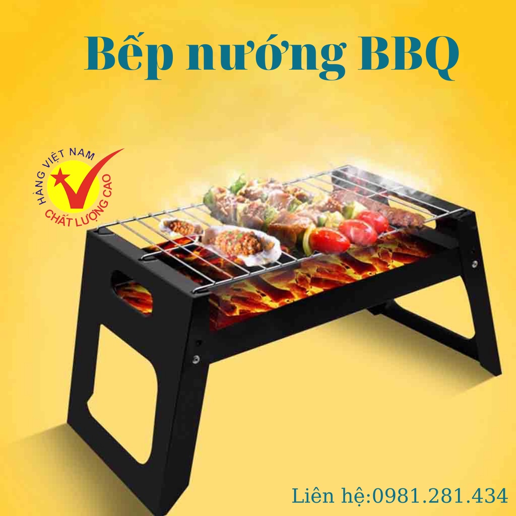 Bếp nướng than hoa BBQ cao cấp, bếp nướng ngoài trời thiết kế INOX không gỉ, nhỏ gọn dễ dàng sử dụng