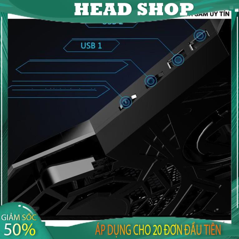 Đế Tản Nhiệt Quạt tản nhiệt Laptop Cool 2 có 4 Quạt, Đèn Led, Đế Nâng 17 Inch Trở Xuống HEAD SHOP