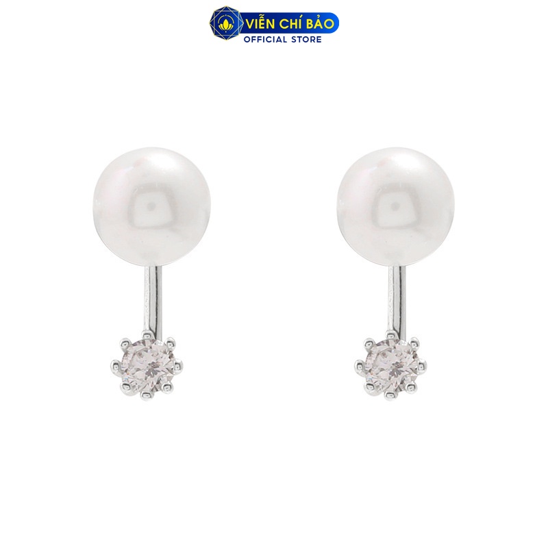 Bông tai bạc nữ Hạt châu nụ đá trắng chất liệu bạc 925 thời trang phụ kiện trang sức nữ Viễn Chí Bảo B400253