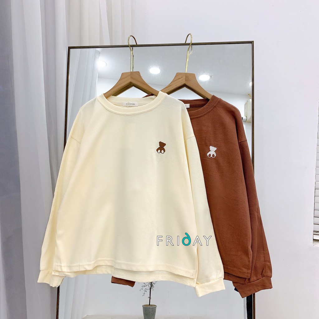 Áo nỉ tăm thêu hình gấu dáng vừa hàng thu mới về Fridayshop | BigBuy360 - bigbuy360.vn