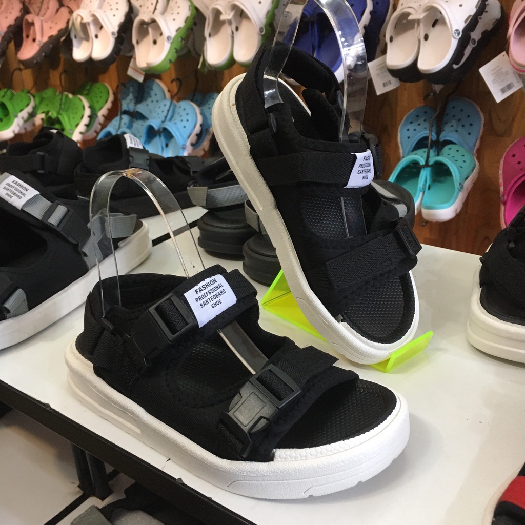 Dép Sandal 2 quai ngang, quai tháo rời nam nữ đi học, đi chơi, Hình thật, tặng tất