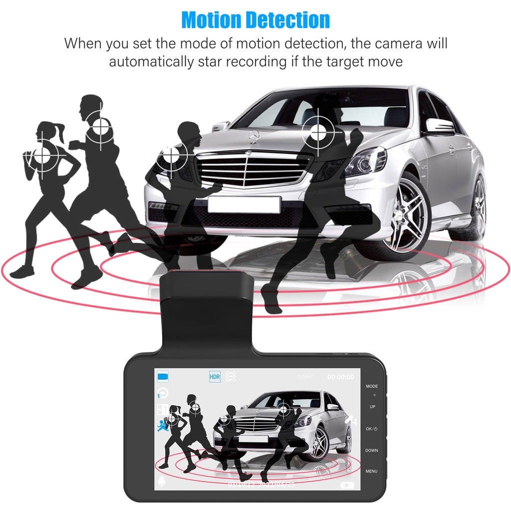 Camera hành trình ô tô Trước Và Sau Hỗ Trợ Quay Đêm 4.0 inch Dvr 1080P HD