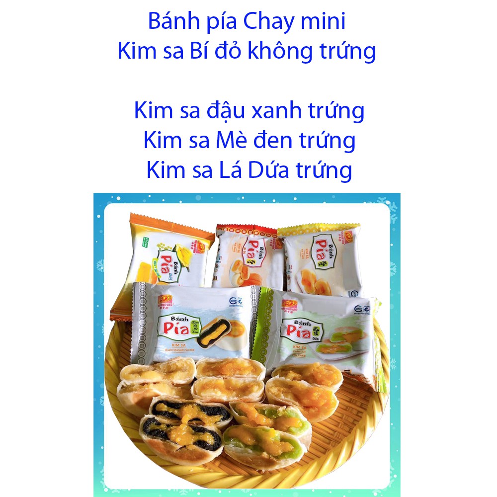Bánh Pía Tân Huê Viên kim sa mini đủ 5 vị Chay đậu, Trứng đậu, Lá dứa, Mè đen, Bí đỏ Combo ăn thử 5 cái 5 vị | BigBuy360 - bigbuy360.vn