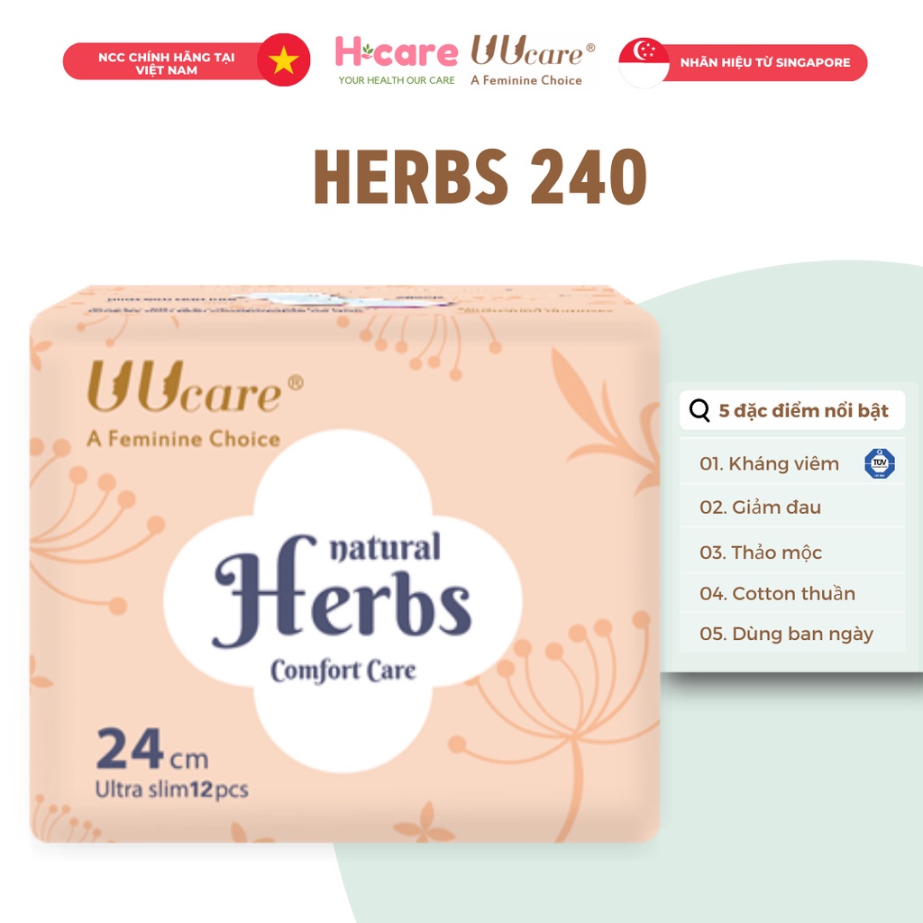 Băng vệ sinh Thảo Dược UUcare Natural Herbs ban ngày 24cm