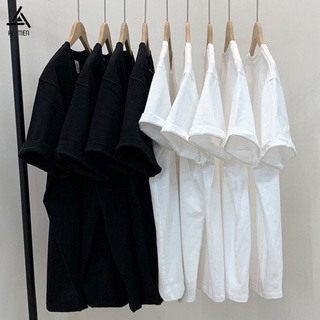 Áo thun nam cổ tròn ALAMEN vải Cotton co giãn,dày dặn, form Regular