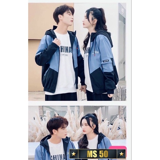 Áo Khoác Dù Cặp Nam Nữ Chất Đẹp 2 Lớp Túi Khoá Kéo Cá Tính