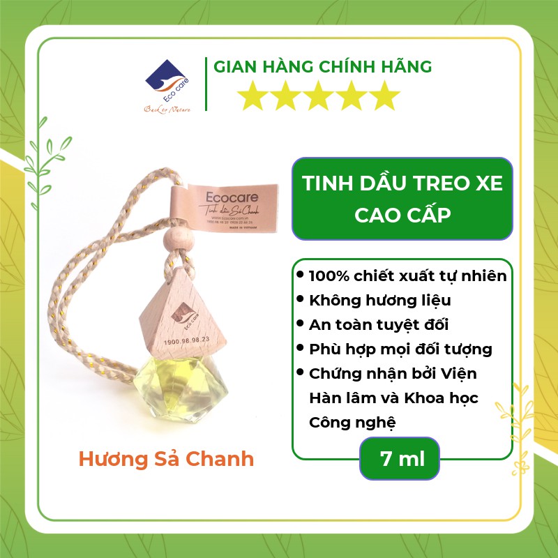 Tinh dầu treo xe ô tô cao cấp ECOCARE 7ml với thành phần nguyên chất tự nhiên, khử mùi và làm thơm xe hơi hiệu quả