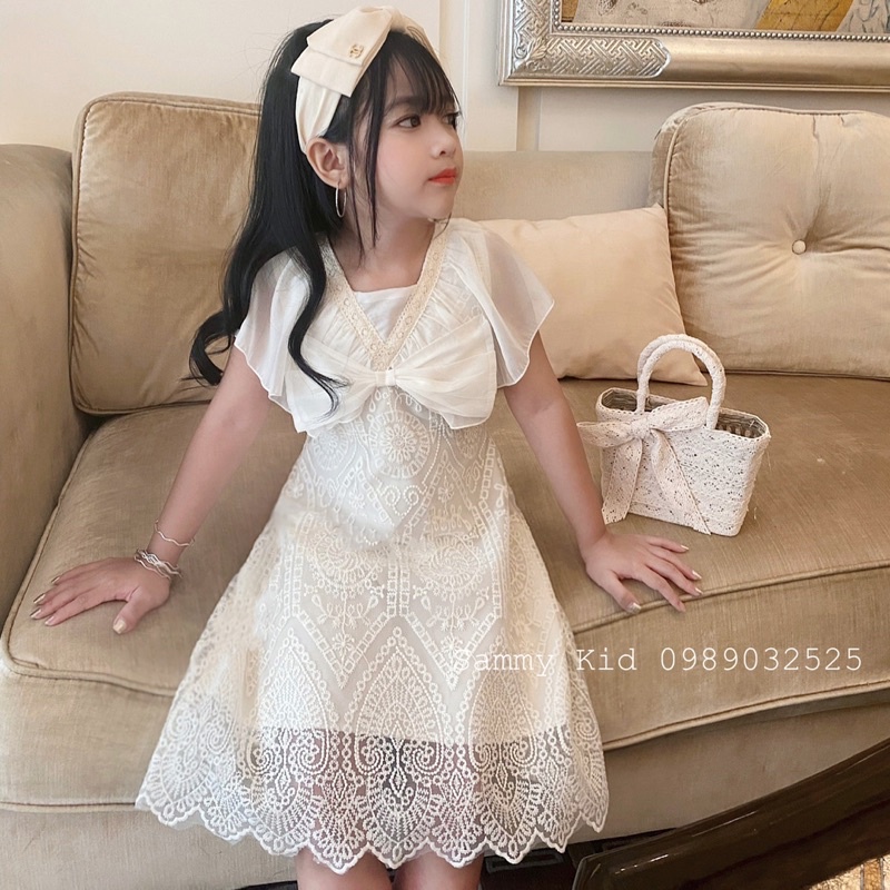 Váy Ren Nơ Tiểu Thư cao cấp cho bé gái size đại 15-40kg sang chảnh Nữ tính