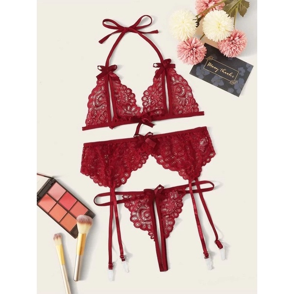 Set áo lót và quần lót ren lọt khe sexy cho bạn gái mã S10 đồ ngủ gợi cảm cho người yêu