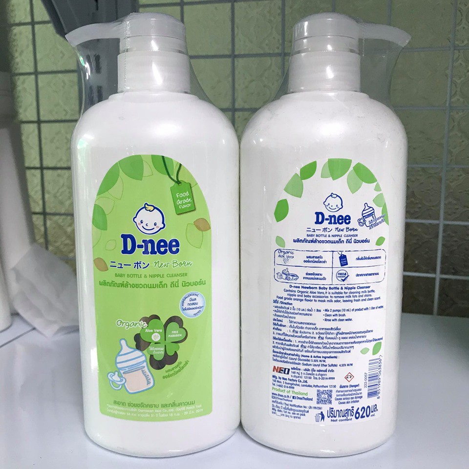 [Mẫu mới] Nước rửa bình sữa Dnee Organic túi 600ml/ chai 620ml