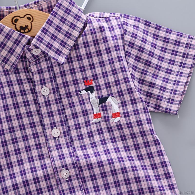 Áo sơ mi ngắn tay kẻ ô cho bé trai