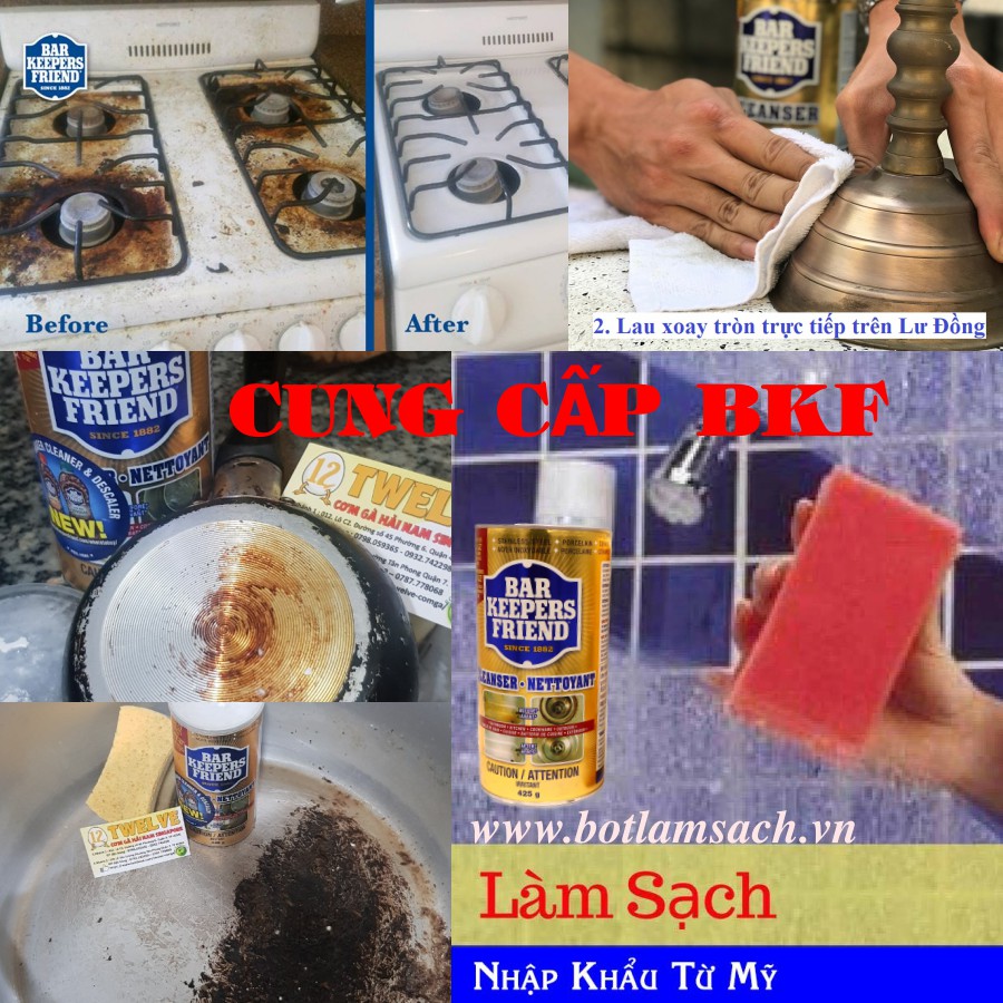 Bột làm sạch siêu thực - Bar keepers friend ( NK Mỹ ) - tẩy sạch inox, đồng, kính, vòi, xoong nồi, vết ố,...