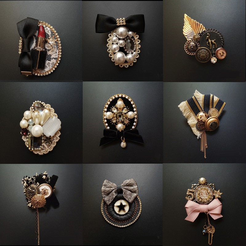 Ghim cài áo tùy chọn kiểu dáng đính đá phong cách vintage