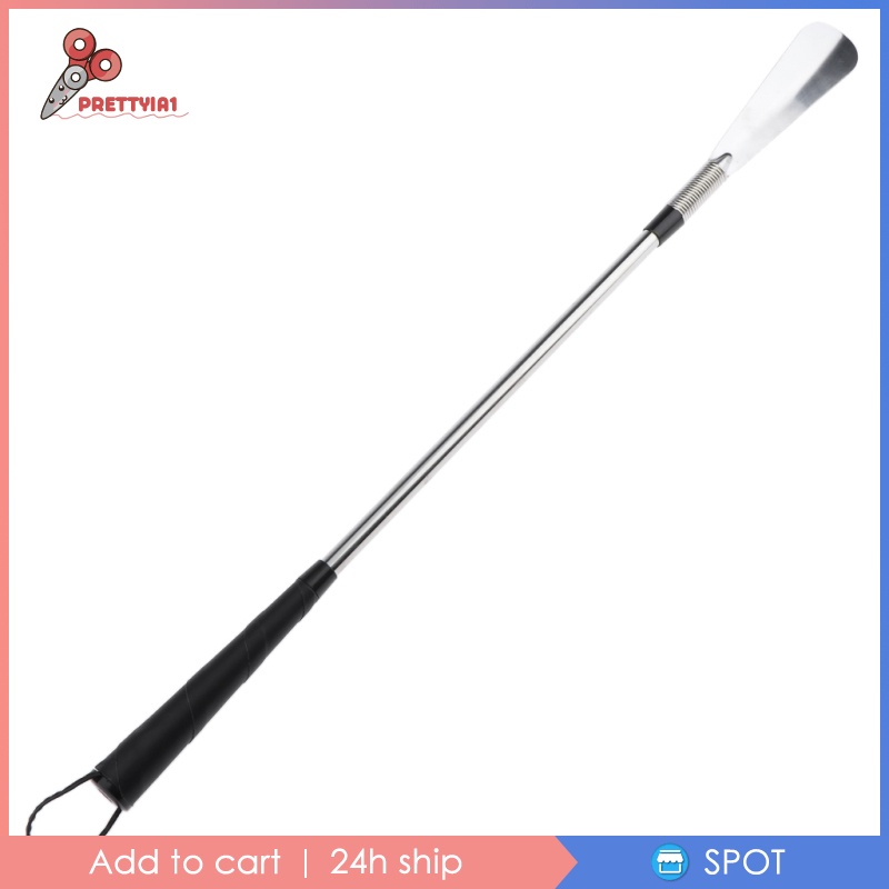 [PRETTYIA1] Flexible Long Handle Stainless Steel Shoe Horn Metal Shoehorn 60cm Durable