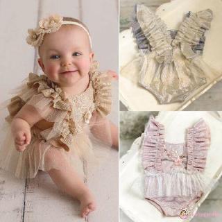 Jumpsuit hoa nhún bèo xinh xắn cho bé gái