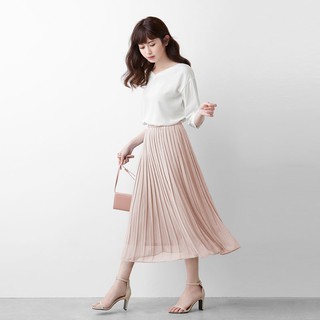 Chân váy dài xếp ly vải voan hai lớp cực xinh form dài qua gối freesize