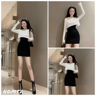 Set Đầm Body Kèm Áo Ngoài Croptop