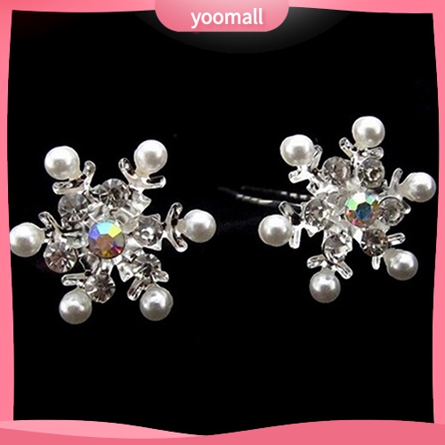 Bộ 4 Kẹp Tóc Hình Hoa Tuyết Đính Đá Và Ngọc Trai Nhân Tạo Sang Trọng Cho Nữ
