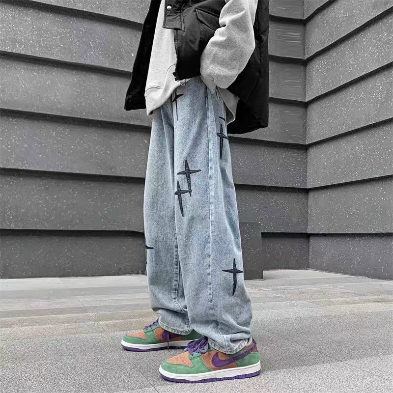 QUẦN JEANS CHỮ THẬP THÊU UNISEX FROM RỘNG