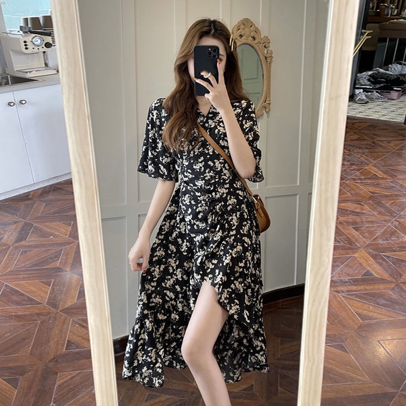 [Points] Appropriate French floral skirt Hepburn first love small skirt Mid-length casual skirt female