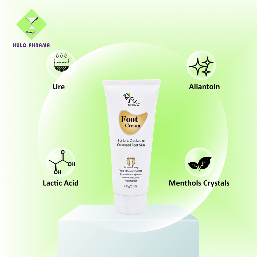 Kem Nứt Gót Chân FIXDERMA Foot Cream Giúp Mềm Mịn Và Loại Bỏ Tình Trạng Nứt Nẻ Khô Ráp Chai Sần Da 60g