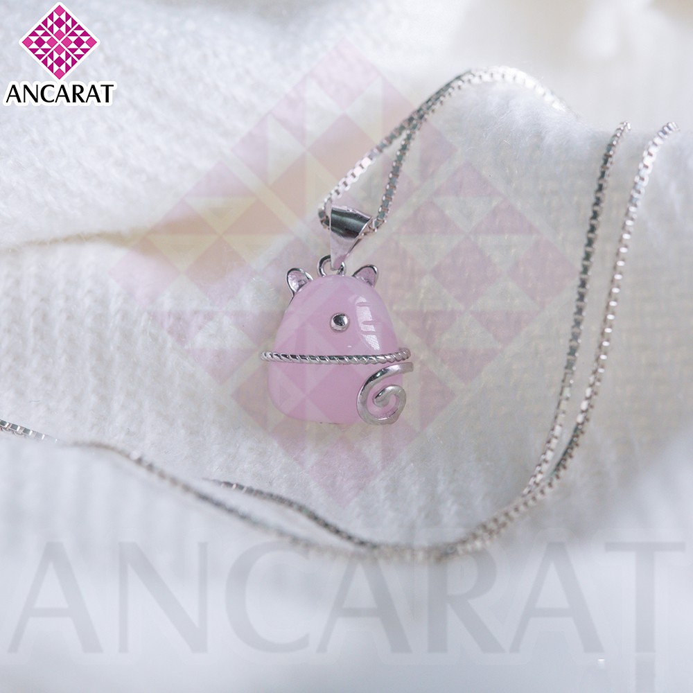 ANCARAT - Mặt dây chuyền bạc Tý kute đá Thạch anh phong thủy