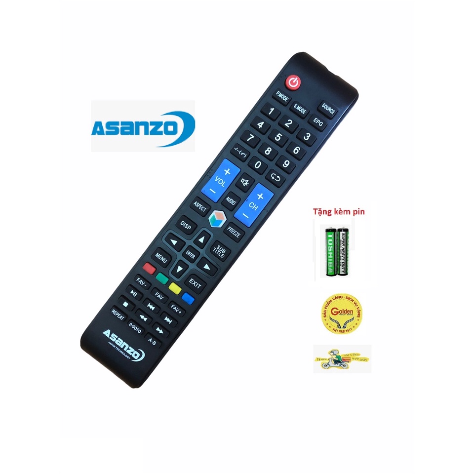 Điều khiển tivi Asanzo smart internet loại dài  - Tặng kèm pin - Remote Asanzo tivi có mạng internet hàng zin theo máy