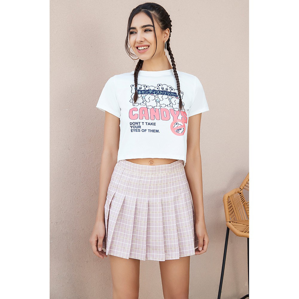 Áo croptop Lovito in chữ thời trang L02003 màu trắng | BigBuy360 - bigbuy360.vn