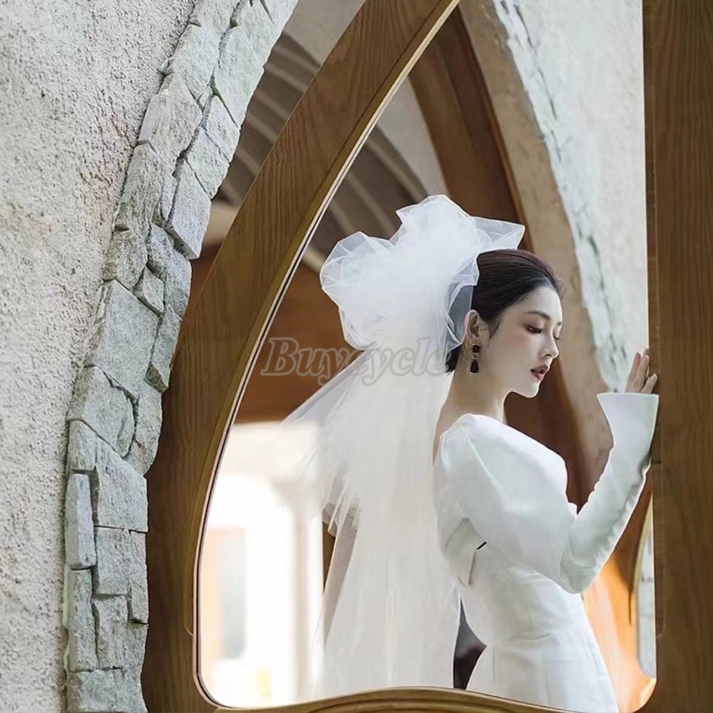Khăn Quấn Tóc Bằng Sợi Xù Phối Lưới Thời Trang Dành Cho Cô Dâu