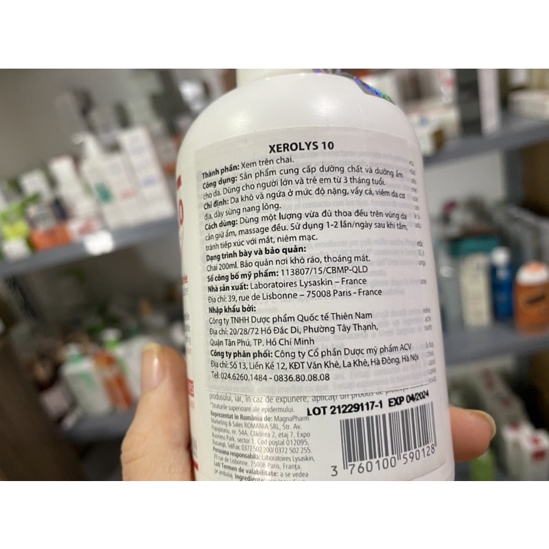 Kem dưỡng ẩm sâu Xerolys 10 200ml dành cho da khô