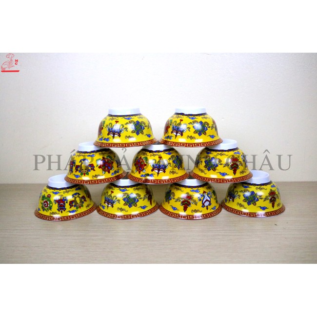 [PHÁP BẢO MINH CHÂU - NHẬP KHẨU] BÁT GỐM SỨ ĐÀI LOAN 11.5CM (ĐỎ - VÀNG) / 1 CHIẾC