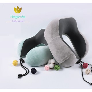 Gối kê cổ du lịch, gối chữ U CAO SU NON êm ái cao cấp, vải nỉ nhung siêu mềm mịn tặng kèm túi đựng