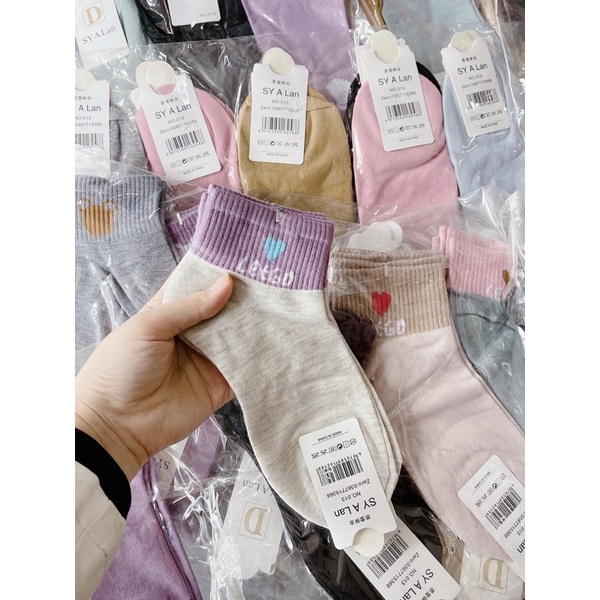 Tất Nữ Cotton Cổ Ngắn Loại Xịn Có Tag Bìa Móc Treo