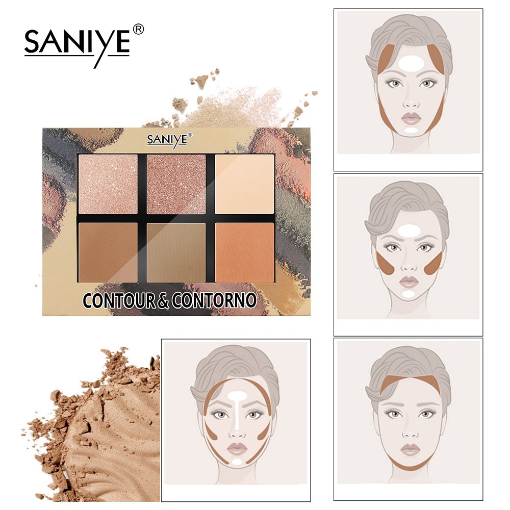 [Hàng mới về] Phấn bắt sáng và tạo khối SANIYE E0615 với 6 màu chuyên nghiệp cho mặt | BigBuy360 - bigbuy360.vn