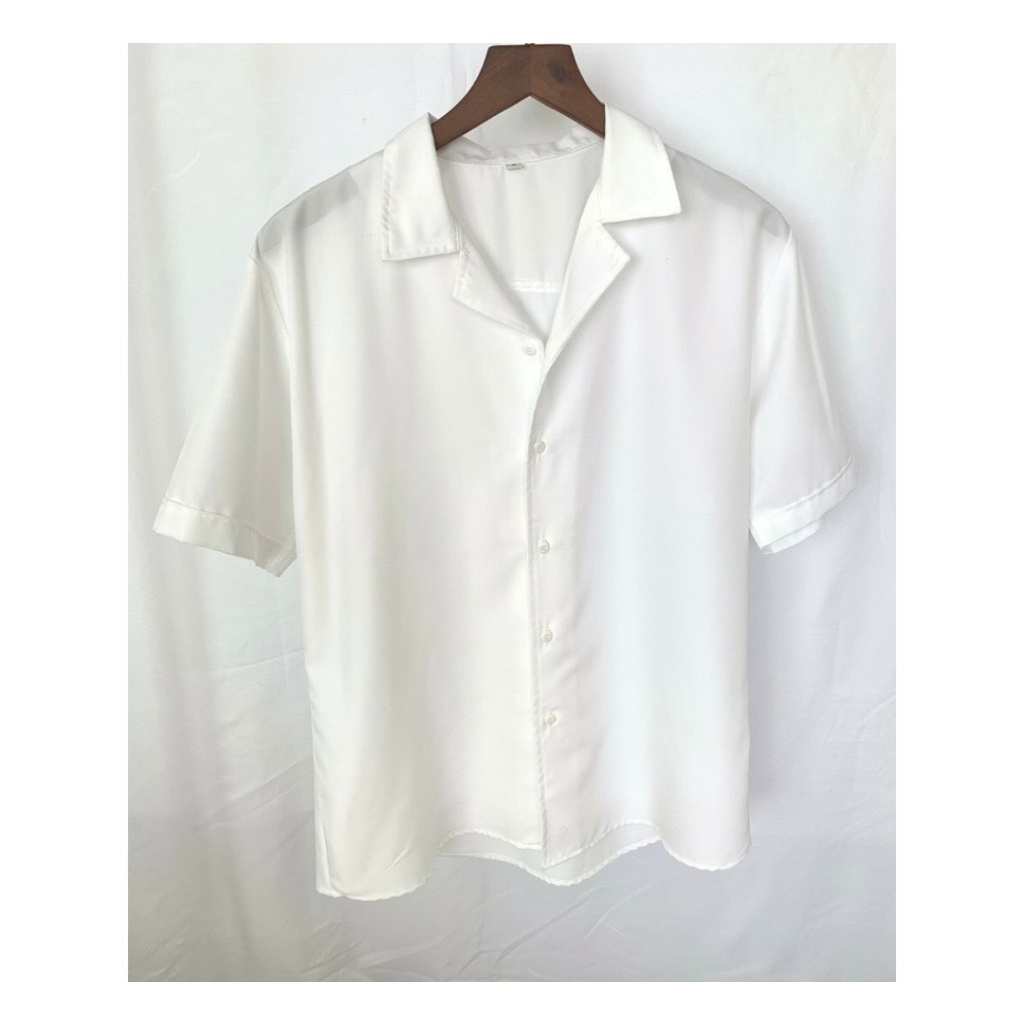 Áo sơ mi tay ngắn nam nữ form rộng, sơ mi cổ vest unisex Hàn Quốc, chất vải lụa dãn [ GEMEN STORE ] | BigBuy360 - bigbuy360.vn