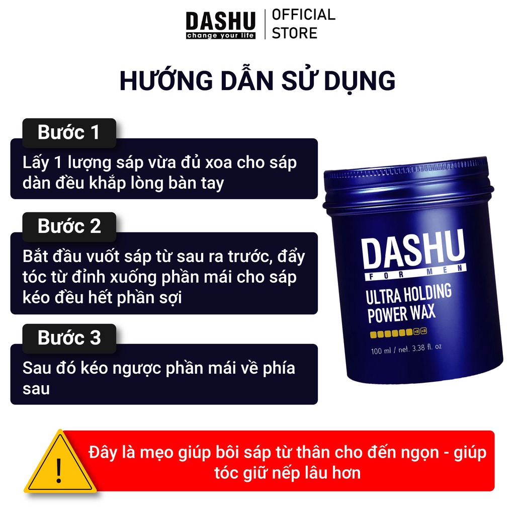 [Chính Hãng] Sáp vuốt tóc Dashu For Men Premium Ultra Holding Power 100ml (XANH)