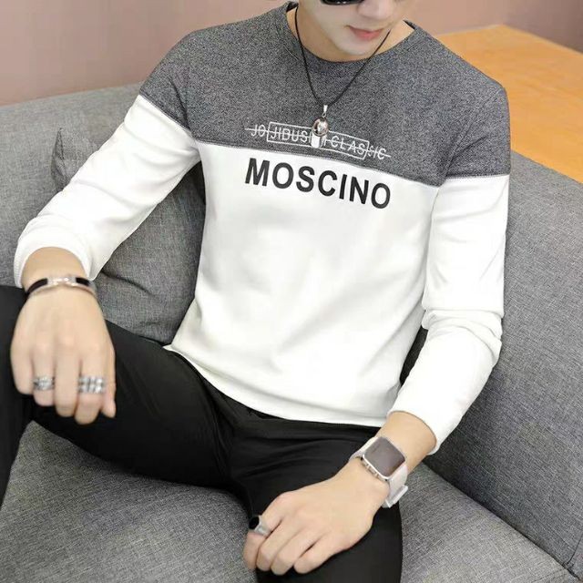 Áo thun nam tay dài cổ tròn Moscino phong cách hàn quốc - ATTD2