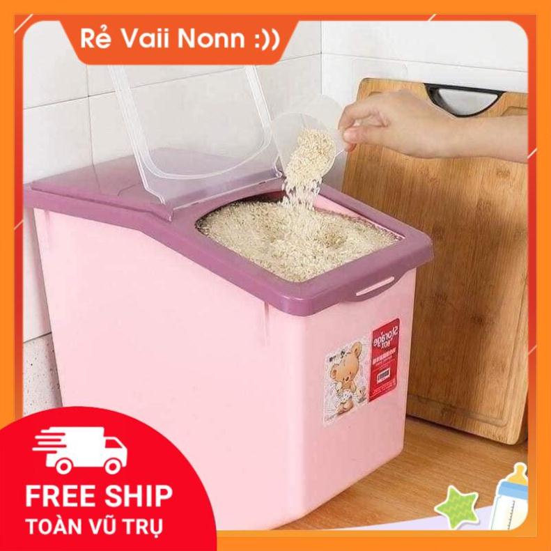 Thùng gạo chứa 15kg có bánh xe nhập khẩu Nhật Bản, di chuyển dễ dàng, tiện lợi GDMN