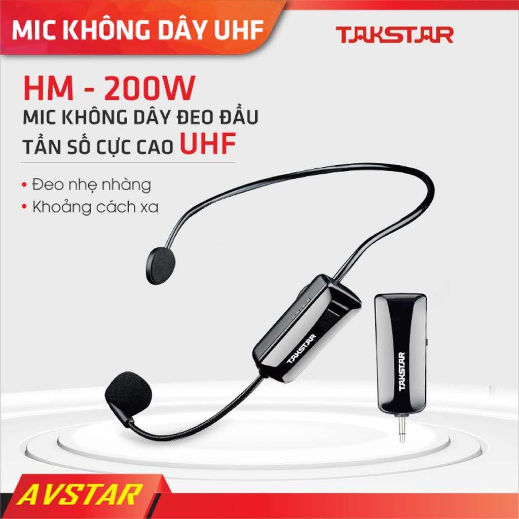 Mic Không Dây Cao Cấp TAKSTAR HM-200W, Sử Dụng Sóng UHF Kết Nối Loa Trợ Giảng, Loa Kéo, Amly, Điện thoại, Bảo Hành 1 Năm