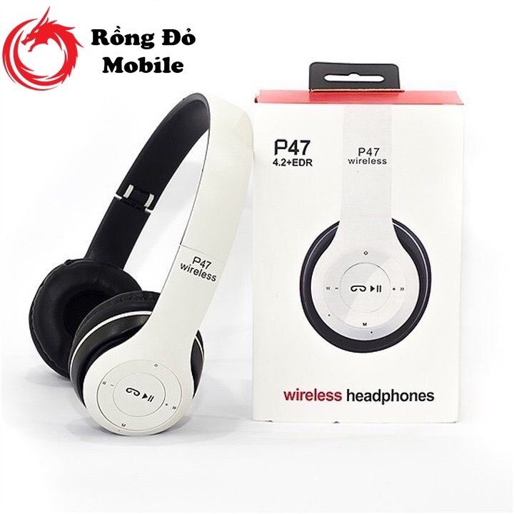 Tai Nghe Chụp Tai Bluetooth P47, Có Đàm Thoại, Không Dây Có Mic, Âm Bass Cực Chất, Nghe Nhạc Cực Hay - Rồng Đỏ Mobile