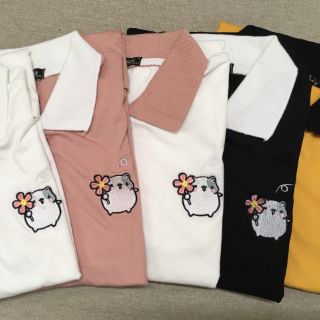 Áo polo thêu chuột ôm hoa😍😍😍😍😎