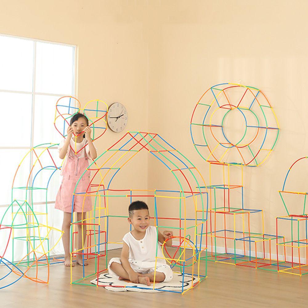 Bộ Đồ Chơi Lắp Ráp Hình Học Bằng Nhựa 4D Kèm Ống Hút 1 Mảnh Ghép Vui Nhộn