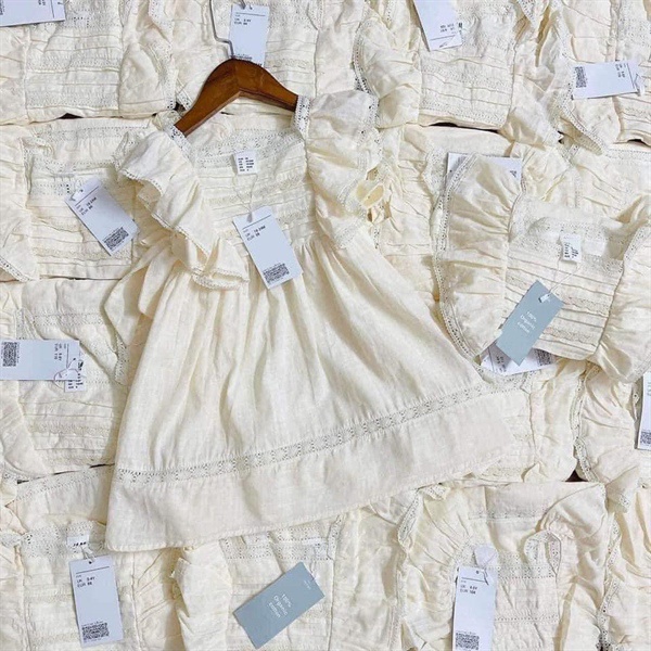 1404VB - VÁY BÉ CHẤT ĐŨI PHỐI REN BỒNG