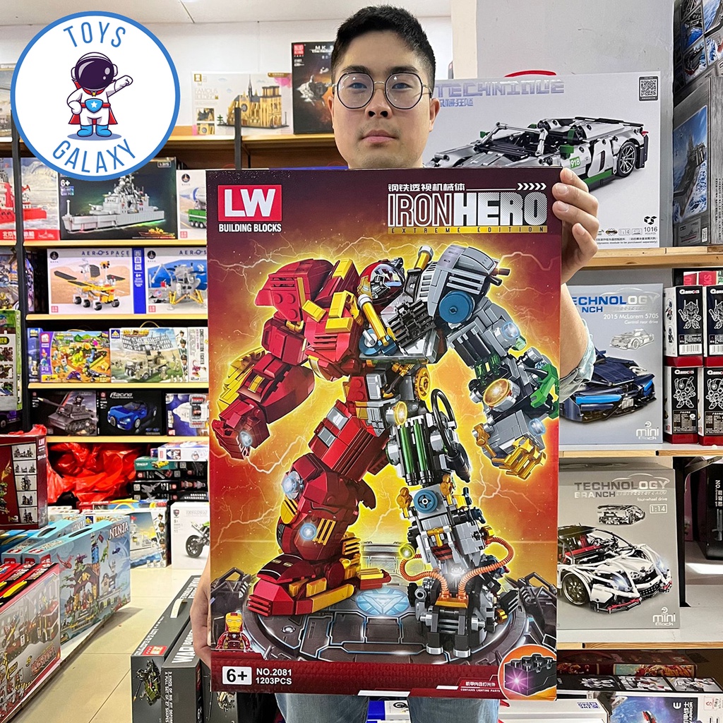 Đồ Chơi Lắp Ráp HulkBuster Iron Man MK44 Mô Hình Robot Người Sắt Biến Hình Người Máy Anti-Hulk Steel Mecha LW2081
