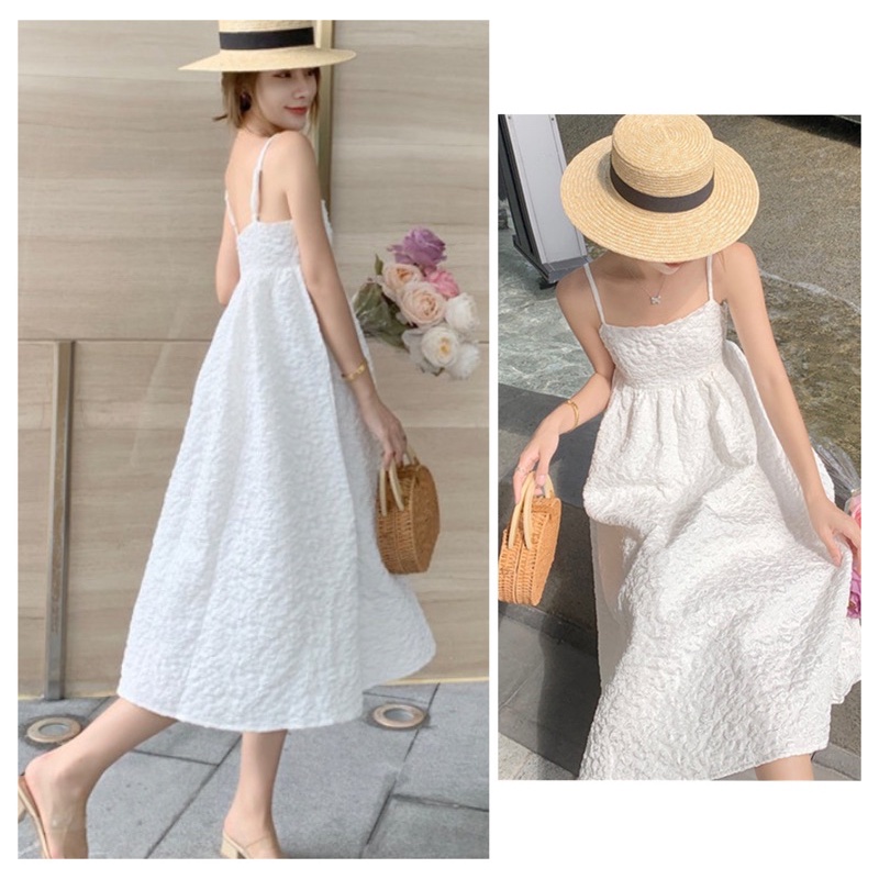 Váy hai dây xuông dài chất gấm xốp xoè phồng | BigBuy360 - bigbuy360.vn