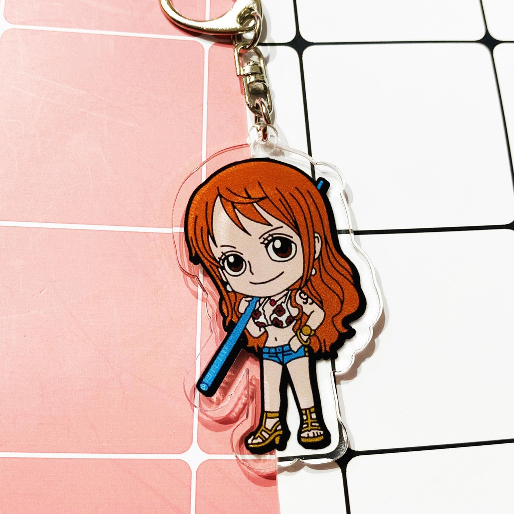 ( Mica trong acrylic ) Móc khóa One Piece Đảo Hải Tặc Miêu tặc Nami quà tặng xinh xắn dễ thương in hình anime chibi