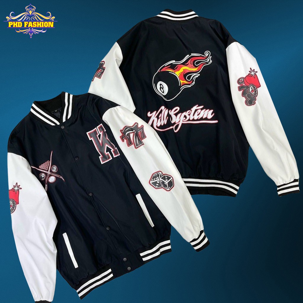 Áo bomber unisex vải dù 2 lớp cao cấp chống thấm giữ ấm chất vải mịn không xù (màu đen,trắng) cam kết video kèm ảnh thật | BigBuy360 - bigbuy360.vn