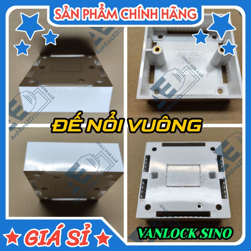 ĐẾ Âm Nổi Vuông Chữ Nhật Kim Loại Sắt Nhựa Đôi SINO VANLOCK LIOA