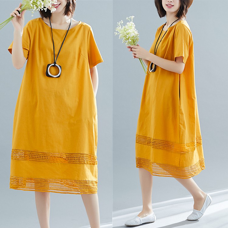 B183 đầm big size freesize dáng suông phối ren trẻ trung hiện đại phong cách Hàn Quốc